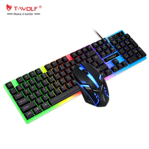 ขายร้อนแรงจากโรงงาน ขายส่งโดยตรง T-<span class=keywords><strong>WOLF</strong></span> <span class=keywords><strong>TF</strong></span> 230 คีย์บอร์ดเกมมิ่ง 104 ปุ่ม ไฟสีสันสดใส แบบ USB กันน้ำ พร้อมชุดเมาส์ - Product Image 1