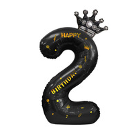 40 pouces Noir Or Ballons Numériques Joyeux Anniversaire Imprimé Décoration de Fête Grand Nombre Ballons Hélium en Feuille