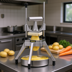 Coupe-légumes multifonctionnel Vevor en acier inoxydable avec 4 lames de 1/4, 3/8 et 1/2 pouce, trancheuse et hachoir avec plateau - Product Image 2