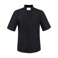 Chemise de cosplay de prêtre pour homme, noir, église catholique, pasteur, col romain, uniforme, ministre, prédicateur, hauts, costume d'Halloween pour homme