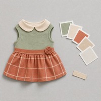 Vêtements personnalisés pour animaux de compagnie : Robe pour chien sans manches à col rond, jupe à motif losanges et rosette, pour fête de printemps, pour chiots et chats, vente en gros OEM