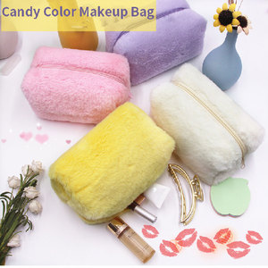 Borsa cosmetica multifunzione in peluche per donna, astuccio per matite da ragazza con chiusura aperta, modello di caramelle, accessorio da viaggio - Product Image 4
