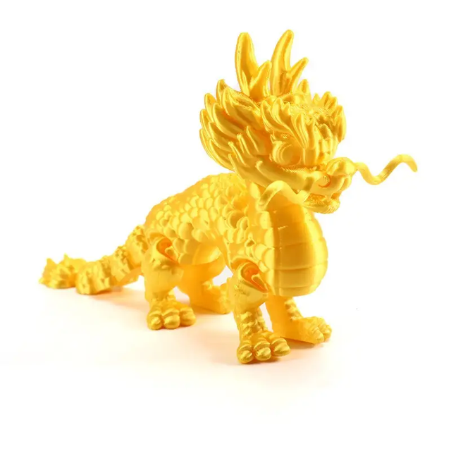 3D Printed Traditional Chinese Dragon Qilin Tabletop Ornaments Movable Joint for Room Decoration