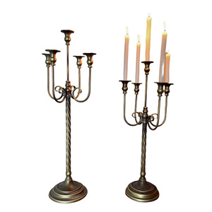 Grand chandelier en fer forgé bronze vieilli, multi-bras, style vintage, pour décoration intérieure, salon et entrée, porte-bougie décoratif - Product Image 5