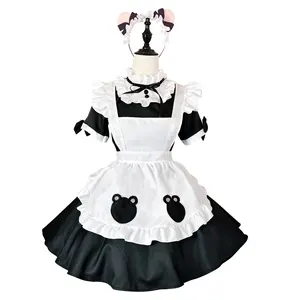 メイドコスプレセクシーコスチュームロリータガールメイドユニフォームパンダアニメデイリードレス日本服ドレス服アクセサリー付き