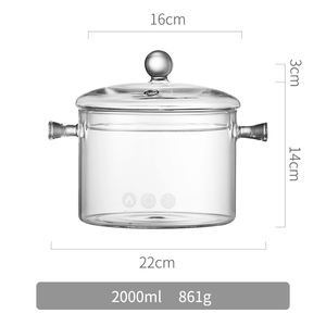 Marmites de cuisine transparentes à double oreille de grande taille, marmite de cuisine en verre borosilicate - Product Image 6