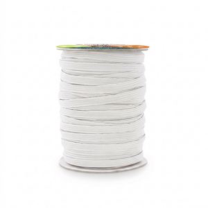 16mm 20 Yds Roll Beige Coated Elastic Bands for Bags & Sewing-5/8" Flat <b>Braided</b> High Tenacity Macrame Cord - Product Image 1
