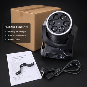 Projecteur LED mobile 100W (6x10W) RGBW avec anneau halo et laser <span class=keywords><strong>vert</strong></span>, DMX512 12/13 canaux, éclairage sonore actif pour DJ, club, mariage, fête - Product Image 2