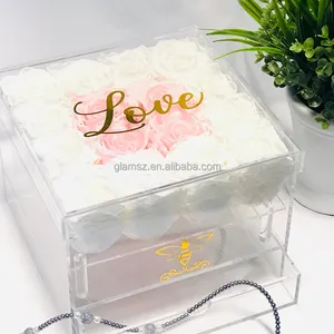 I Love You Everlasting Acrylic Preserved Rose Box Shadow Frame Acrylic Box for Flowers