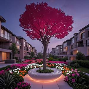 G027 Custom Fiberglass Tree Planter Chair Terrazzo Glowing Landscape <b>Bench</b> UHPC GRC Hospital Mall School Hotel Outdoor Public - Product Image 2