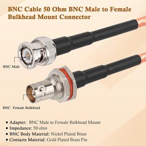 50 ohm <span class=keywords><strong>BNC</strong></span> Nam để nữ vách ngăn núi rg316 cáp đồng trục cho CB đài phát thanh UHF VHF ham đài phát thanh nghiệp dư vô tuyến di động Antenna - Product Image 3