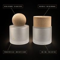 Bouteille en verre vide pour huiles essentielles 30ml/50ml, flacon diffuseur givré rechargeable avec bouchon en bois naturel, emballage personnalisé