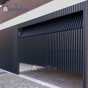 Modern Vertical Bi Folding Tilt Up Deco Batten Garage Doors Slatted Aluminium Flush Mount Sectional Garage Door