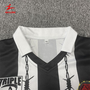 Custom Striped Football Jersey Embroidery Patch Logo Design Men <b>Grey</b> Retro Soccer <b>Shirts</b> - Product Image 3