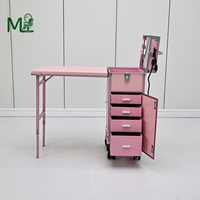 Table de manucure de luxe avec station pliable pour boîte à maquillage Bluetooth et rangement