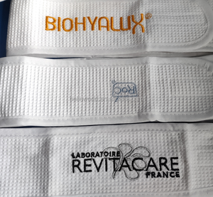 BELLEWORLD personalizado dulce blanco Waffle toalla maquillaje diadema bordado Logo Spa diadema - Product Image 5
