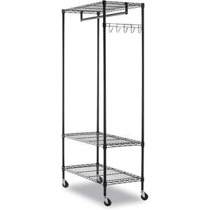 Porte-vêtements à double niveau Alera en fil métallique, gain de place, en acier noir, avec cintres pour usage domestique - Product Image 2