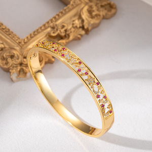 Hollowed Out Zircon Bangle Gold And Silver Plated Geometry Design Fashion Jewelry <b>Bracelet</b> For Women - Product Image 3