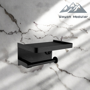 <span class=keywords><strong>Porte</strong></span>-<span class=keywords><strong>papier</strong></span> toilette Wayon moderne en acier inoxydable noir mat avec tablette pour téléphone, montage mural, modèle de projet WW-YSZJ - Product Image 3