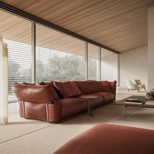 2025 Ý Sang Trọng Flexform Thiết Kế Hàng Thẳng Camelo Cắt Sofa Thiết Lập Ánh Sáng Da Vải Cho Phòng Khách Giường - Product Image 3