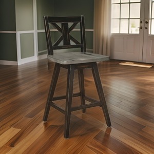 DB Solid Ensemble de 2 chaises de bar modernes écologiques gris vieilli, pivotantes à 360 degrés, design dossier en X, hauteur de bar, pour mobilier de pub - Product Image 1