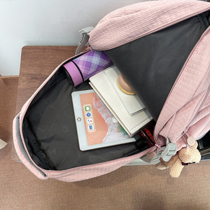 Student <b>Backpack</b> 15 Inches <b>Large</b> <b>Capacity</b> Minimalist Design For Women Casual Travel Use - Product Image 4