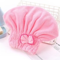 Gorro de secado de pelo de forro polar coral, de doble cara, con lazo grueso y pelo largo, estilo princesa, para baño