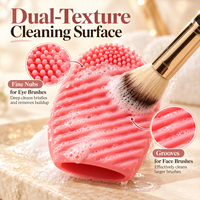 Alas Pembersih Kuas Makeup Silikon Portabel, Dapat Dipakai di Jari, Tekstur Lembut, Pembersih Kuas Makeup Manual