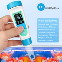 Penguji Kualitas Air 4 in 1 Presisi Tinggi TDS EC Suhu Salinitas Meter Suhu Digital LCD untuk Akuakultur Tangki Ikan