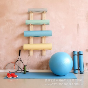 Wooden Yoga Mat <b>Storage</b> Rack 4 Layers <b>Wall</b> Mounted For Gym Studio Fitness Equipment - Product Image 3