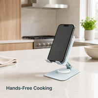 Support de téléphone en métal pliable et rotatif pour bureau, support universel pour tablette, idéal pour regarder des films, des émissions en direct, etc.