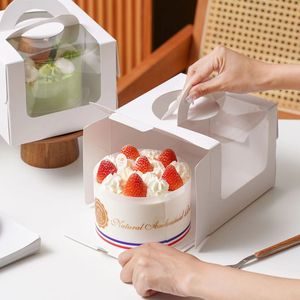 Cajas para pasteles Yahan de 4 y 6 pulgadas con asa y ventana, caja de papel grueso para regalo de pastel de cumpleaños o mousse - Product Image 3