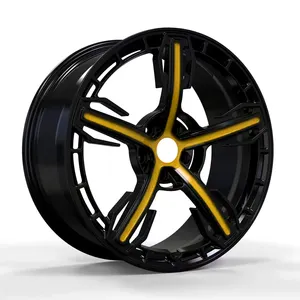 5x100 5x112 5x114.3 17 18 19 20英寸锻造汽车轮辋多色橙色 + 黑色锻造运动轮辋高性能履带轮