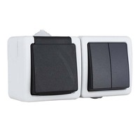 Interruptor de botón a prueba de agua IP54 1 Gang 2 Gang Enchufe de pared estándar europeo Material de PC ABS de alta calidad para exteriores