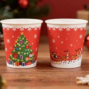 Gobelet jetable simple paroi en carton épais pour thé au lait, café, boissons chaudes et eau – Spécial Noël - Product Image 5