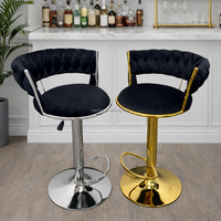 Fauteuil Midnight Velvet TUQ avec revêtement matelassé 360 ° Chaise de bar pivotante en velours avec cadre en métal pour bar