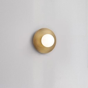 Lampe murale ronde à LED, abat-jour en verre couleur bronze, pour salon, chambre à coucher, design minimaliste - Product Image 1