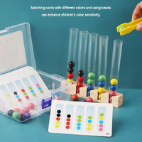 Juguete de Ladrillos de Construcción Coloridos, Juego de Pinzas para Cuentas, Tubo de Cuentas, Clip de Madera, Juguetes Montessori para Bebés