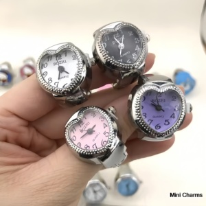 Cute Heart Finger <strong>Watch</strong> Stainless Steel Italian Charm Link <strong>Ring</strong> Clock Roman Quartz <strong>Watch</strong> <strong>Rings</strong> Jewelry for Women Ladies Gifts - Product Image 3