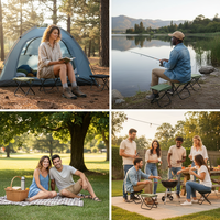 Chaise de pêche pliable légère et portable pour le camping en plein air, la plage, le parc et l'hôtel, avec tissu Oxford et sangle de transport