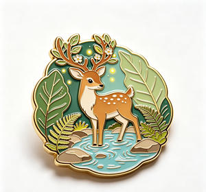 Custom Deer Lapel <b>Pin</b> Enamel Metal Brooch Silver Plated Round <b>Badge</b> for Clothing Gift Collection - Product Image 2