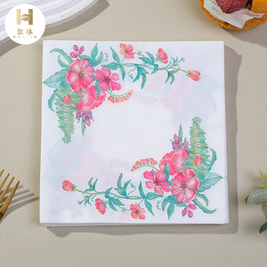 Colorful Printed Floral Paper Napkins Square 330mm Birthday Party Decorative Tableware - Product Image 4