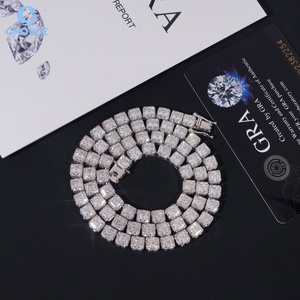 Pulsera de eslabones cubanos con moissanita talla Asscher brillante, chapada en rodio, de plata maciza 925, joyería Hiphop Iced Out - Product Image 5