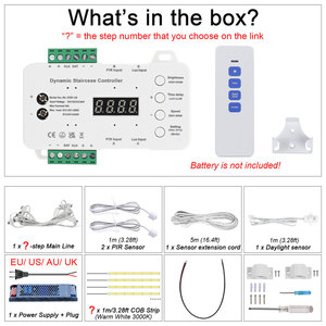 Luce per <span class=keywords><strong>Scale</strong></span> con Sensore di Movimento PIR e Striscia LED COB, Telecomando, Lampada per Gradini Interni, Kit Illuminazione Intelligente per <span class=keywords><strong>Scale</strong></span> con Cavo Principale - Product Image 5