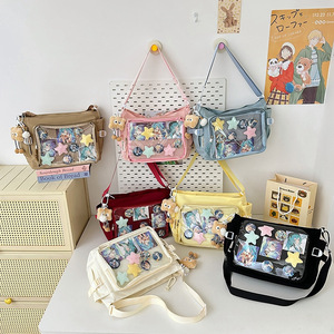 Große Kapazität Damen Nylon Mode Kosmetiktasche mit Klarsichtfenster Reißverschluss Umhängetasche - Product Image 1