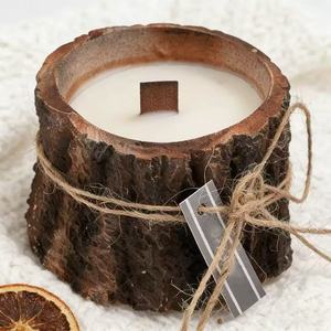 LANJO Handmade Wooden Stump Soy Wax <b>Candle</b> Smokeless Clean Burning Non-Toxic Eco-Friendly Modern Aromatherapy <b>Gift</b> for Birthday - Product Image 1