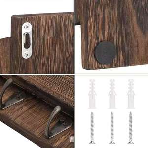 Wooden Entryway Key And Umbrella <b>Shelf</b> Double Layer Mail Storage Wall Mounted Organizer Living Room Decorative <b>Rack</b> - Product Image 4