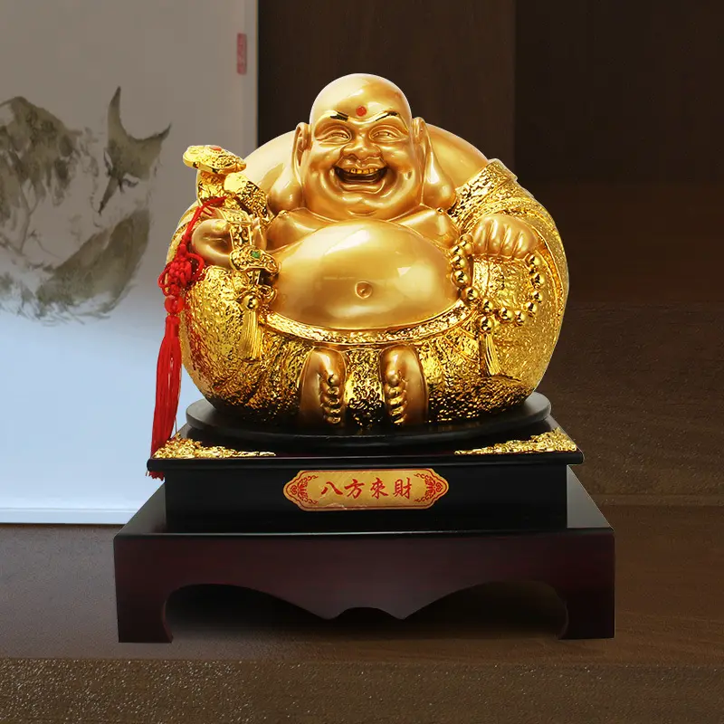 Gouden Maitreya Boeddha Ornament Boeddhistische Levert Creatieve Hars Gift