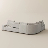 Canapé modulaire en forme de L Sageliving Cloud Style, avec assise profonde réglable, en tissu, pieds en bois massif, meubles pour la maison