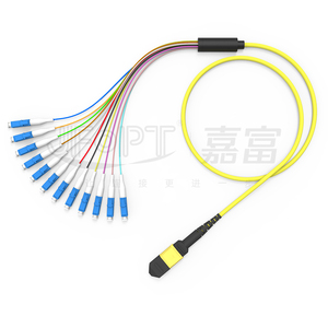 Factory LC OM3/OM4 8/12/24F G657A1 MPO/MTP Cable de conexión de fibra óptica 12 Core 0,9mm Modo único 1 M Fanout Assembly Jumper - Product Image 5